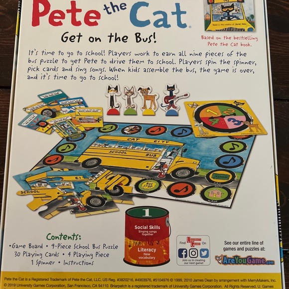 Pete The Cat Wheels on the Bus Board Game-Briarpatch - EUC complete - Picture 2 of 3